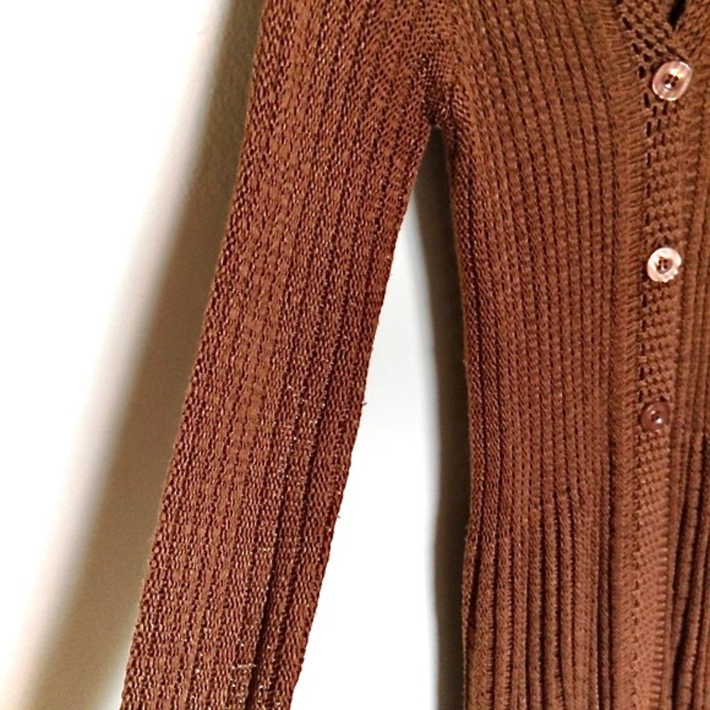 MADISON-Pleated Crochet Maxi Cardigan Sweater - Picture 7 of 10